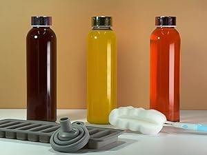 zukro Glass Juice Bottles with Lids for Juicing 18 oz, Reusable Clear Glass Water Bottles