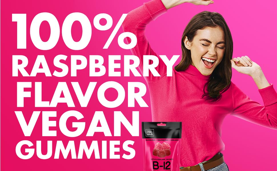 raspberry flavor b12 vegan gummies