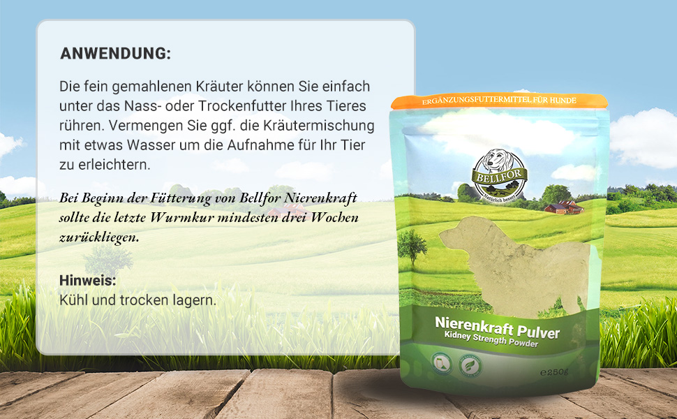 Nahrungsergänzung für Hunde - Nierenkraft von Bellfor Hundefutter - Pulver