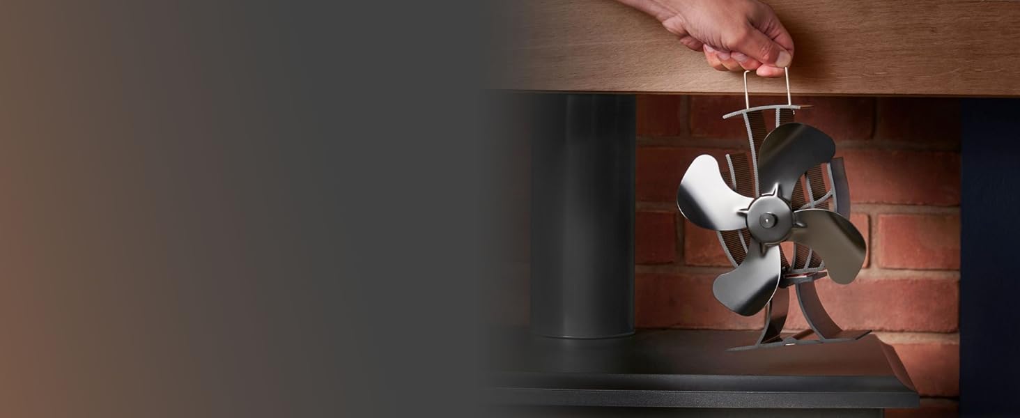 VonHaus Stove Fan Log Burner Fan with 4 Blades, Heat Powered Fan for