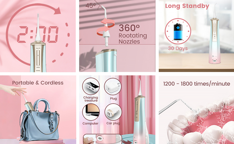 Portable Dental Oral Irrigator for Teeth, 3 Modes