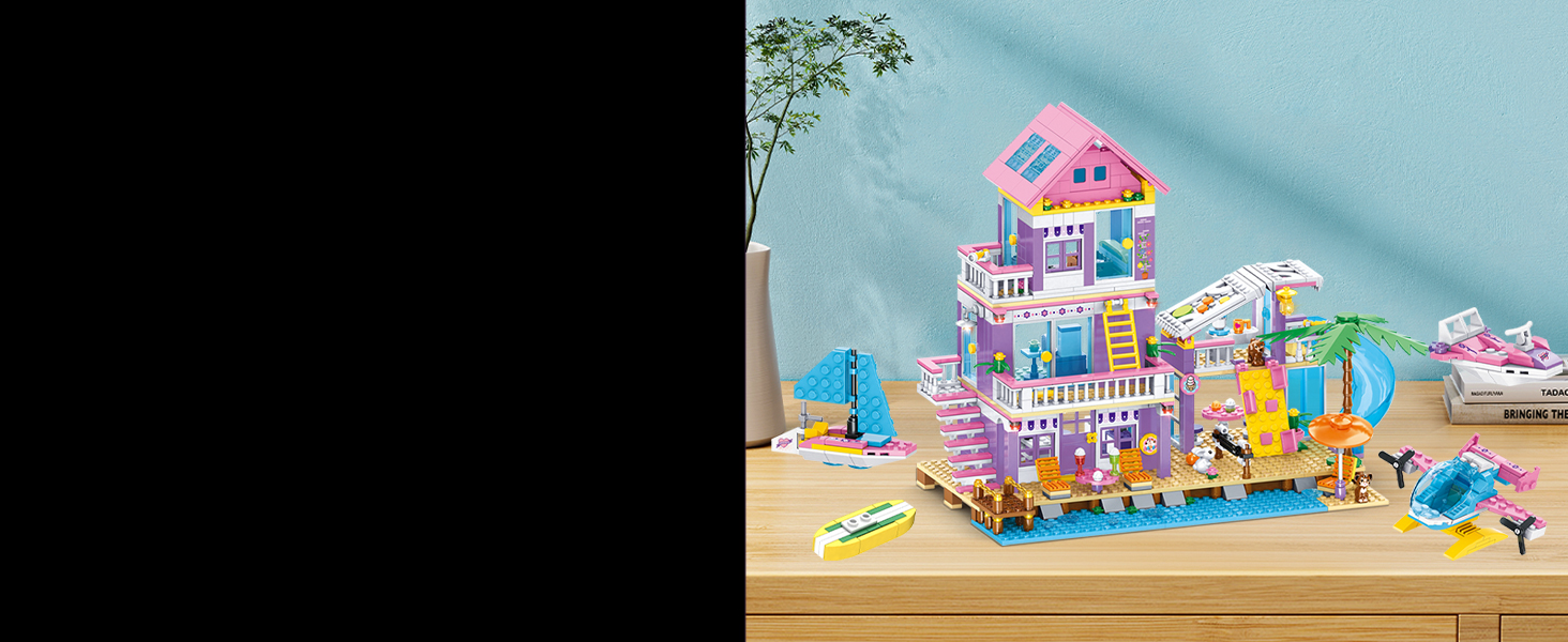 WinGift 955 Piece Beach House Building Set,Seaside Beach