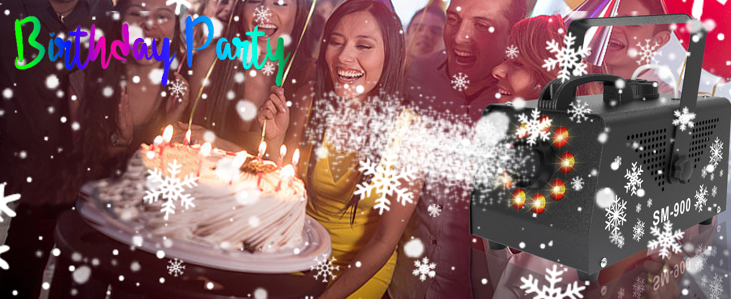 birthday party snow machine snow bubble machines for outdoors indoor RGB LED snow machine