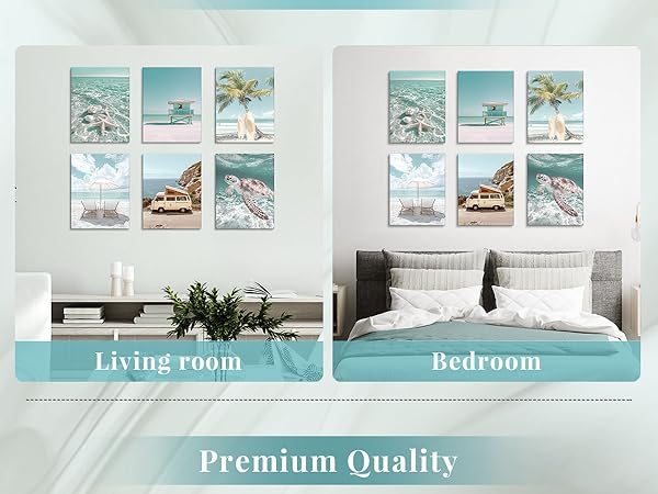 プリントw/フレーム【Colorfornia beautiful ocean】 Amazon.com: Beach Coastal Wall Art 6 Piece preppy Beachy