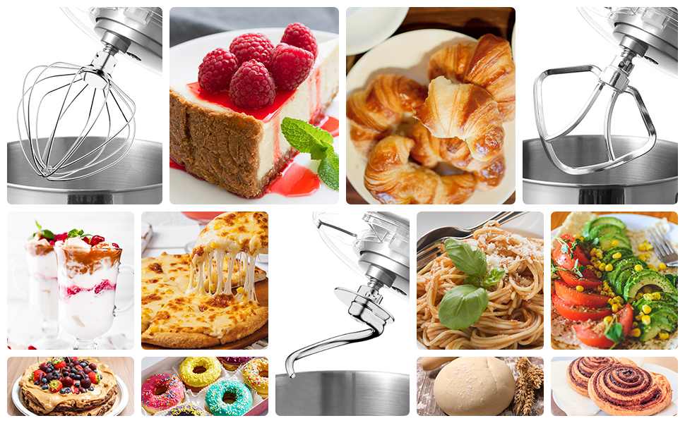 Aucma Stand Mixer, 6.2L Food Mixer for Baking 6 Speed 1400W TiltHead