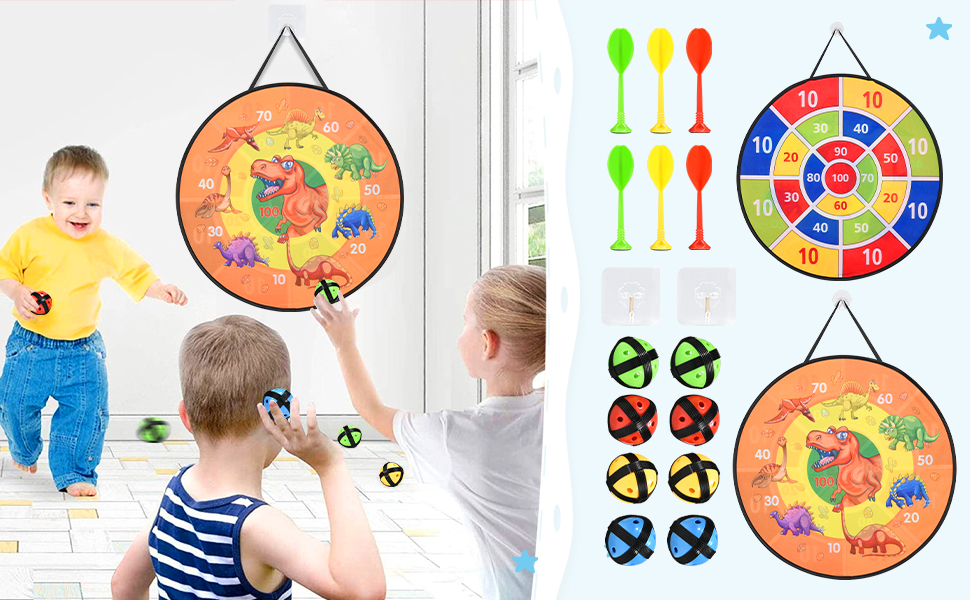 Kids Dart Board Set 26 Inch,Foldable Dart Set Safe Darts Boards,Safe Dart Game for Kid,Double