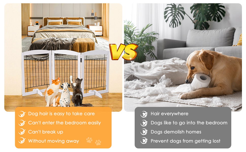 Yamvisa Pet Gates for Dogs, Freestanding Dog Gate Safety Indoor Barrier