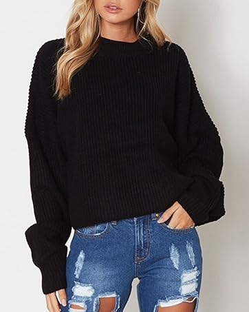 Womens Sweaters Oversized Chunky Knitted Pullover Sweater Casual Long Sleeve Crewneck Cute Sweaters