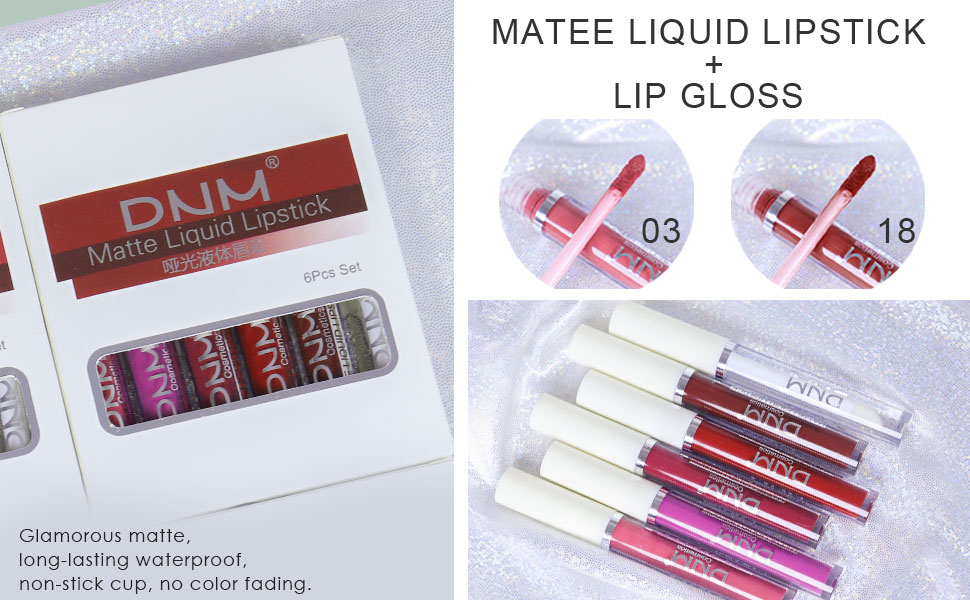 5Pcs Matte Liquid Lipstick+1Pcs Lip Plumping Gloss Makeup Set Kit