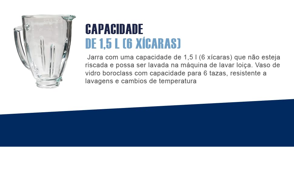 Jarra de Vidro sem Tampa para Liquidificadores, Oster, Transparente