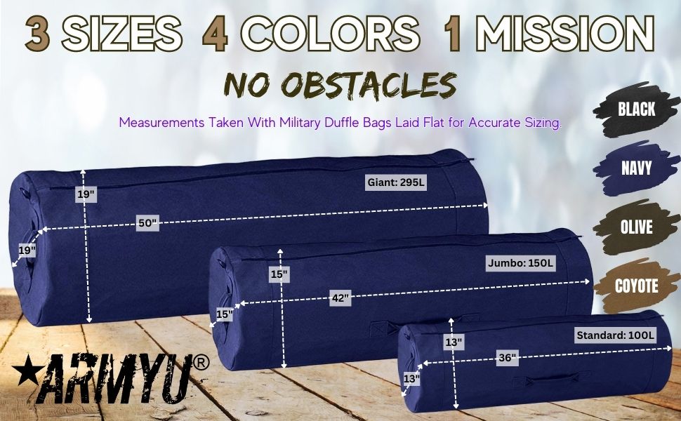 Heavy Duty Cotton Canvas SIDE ZIPPER Duffle Bag