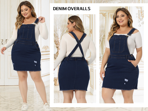 Amazon.com: Agnes Orinda Women Plus Size Denim Overall Dress