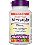 Webber Naturals Ashwagandha 7200 mg, 60 Capsules, Organic and Clinically Proven KSM-66 Ashwagangh...