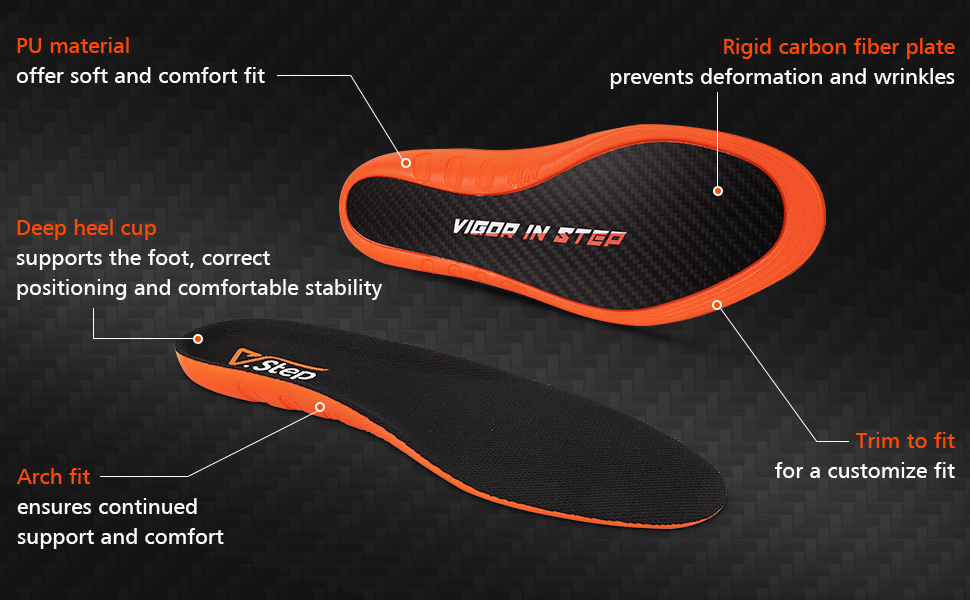 V.Step Carbon Fiber Insoles for Men Women, Shock Absorbing