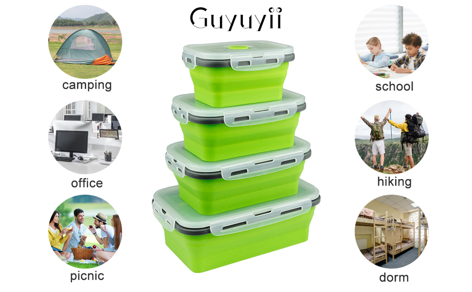 Collapsible Food Storage Containers 4PC Stackable collapsible bowls