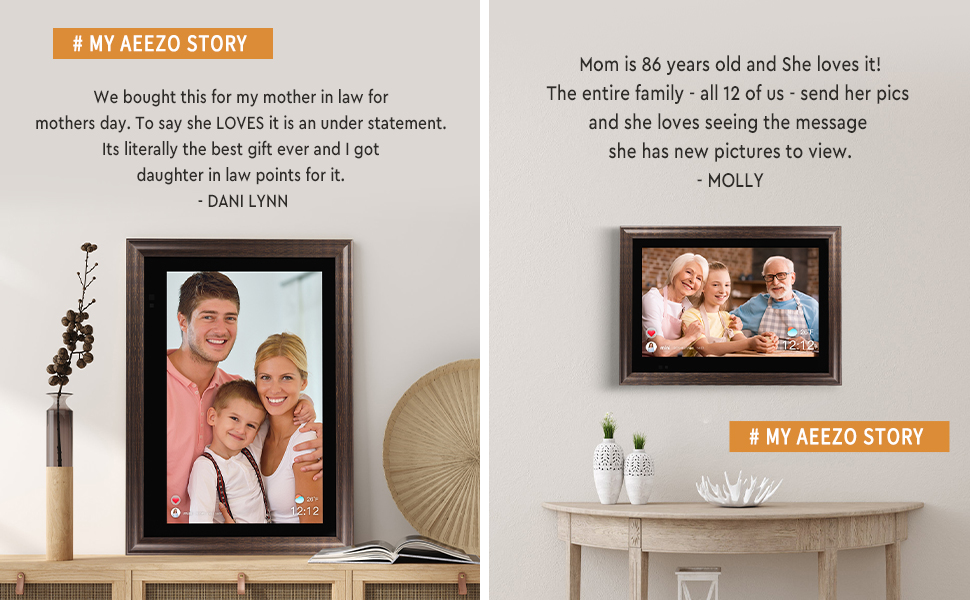 AEEZO WiFi Digital Picture Frame 13.3 Inch HD Touch Screen