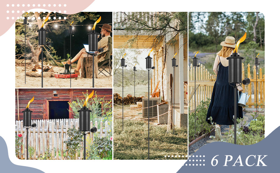 ZSZMFH 6 Pack Metal Torch for Outside, 16oz Outdoor Metal