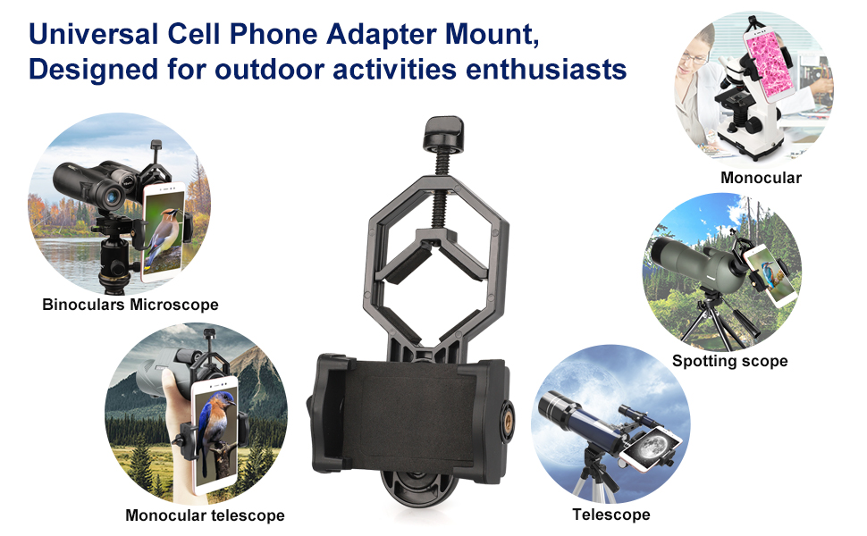 Glaceon Photography Adapter Mount Spotting Scope Telescope Microscope,Aluminium 360° Rotation