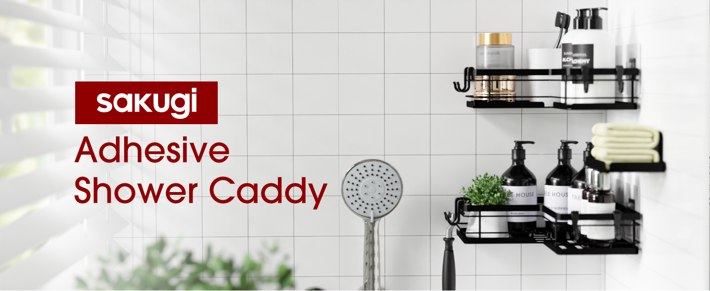 Sakugi Shower Caddy 3 Piece Set, Corner Shower Shelves