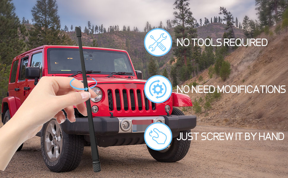 POSAID 7inch Antenna for Jeep Wrangler JK JT JL JLU JKU