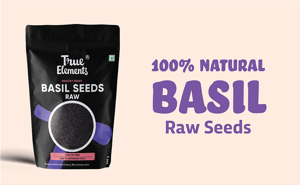 True Elements Basil Seeds 250g Tukmaria Seeds with high fibre and