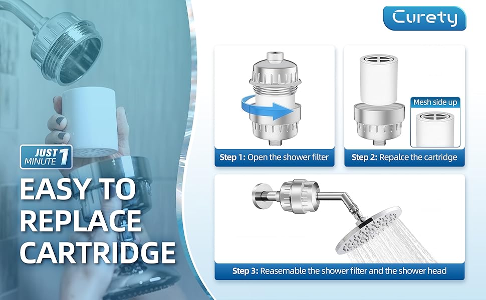 Curety 24 Stage Shower Filter Hard Water, High Output Shower head