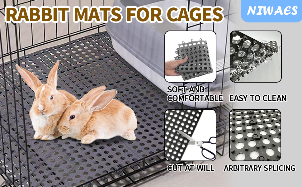 Niwaes Rabbit Cage Mat for Feet Pack of 8 Plastic