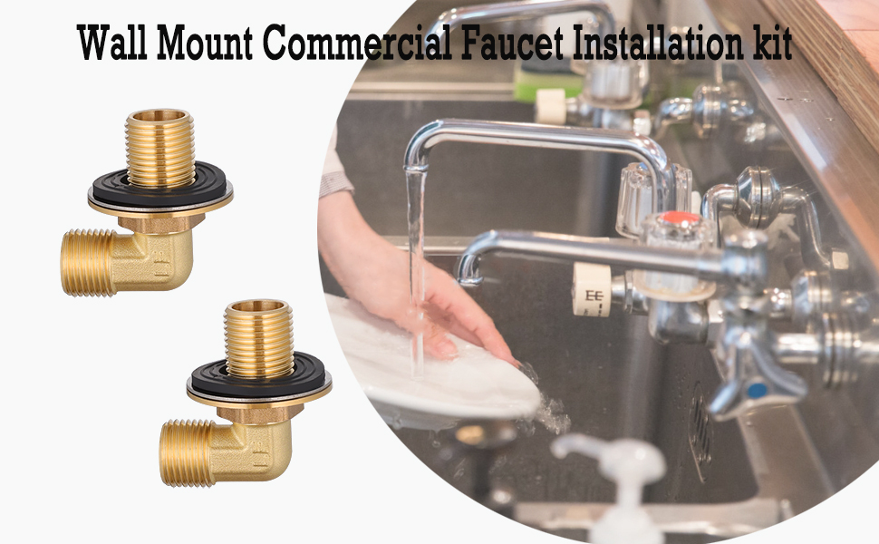 Walkinginrain Wall Mount Commercial Faucet Installation Kit, Wall Mount Kitchen Faucet