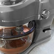 Closeup of chocolate batter being mixed in the Kenmore Elite Ovation stand mixer