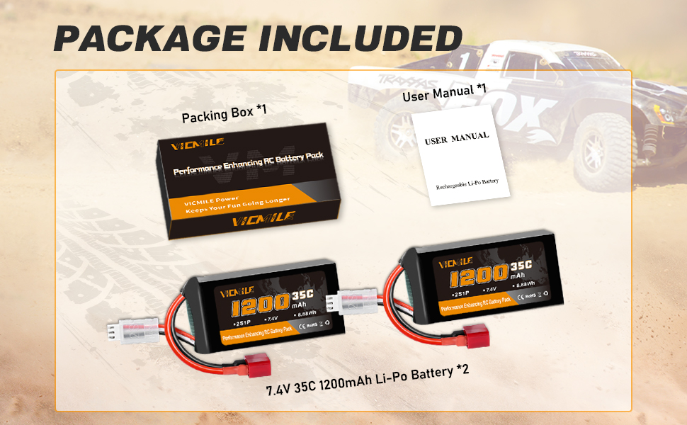 Amazon.com: VICMILE 7.4V Lipo Battery 1200mAh 2S 35C High