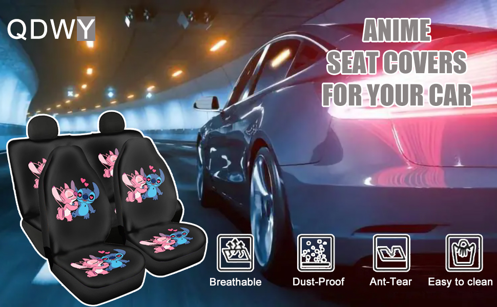 QDWY Cartoon Car Seat Covers Full Set Universal Fit