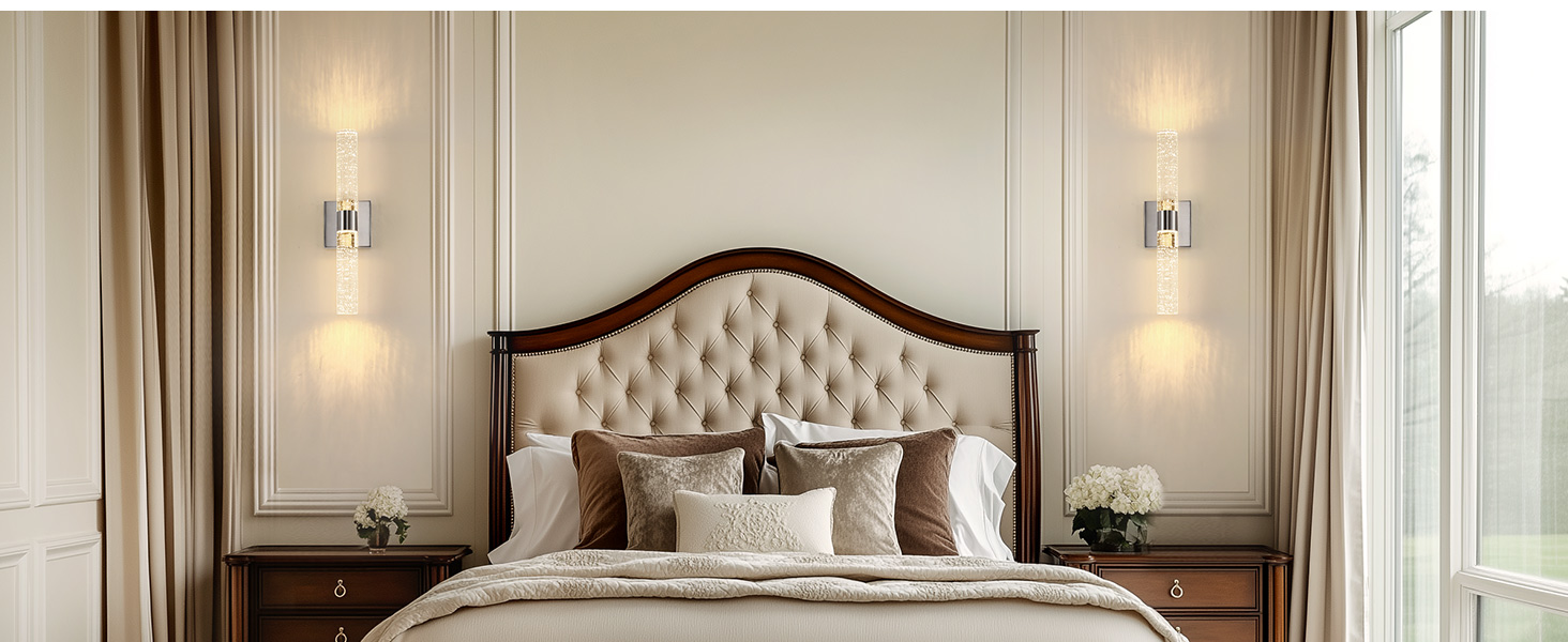 Brushed Nickel  Modern Wall Sconces Set of Two