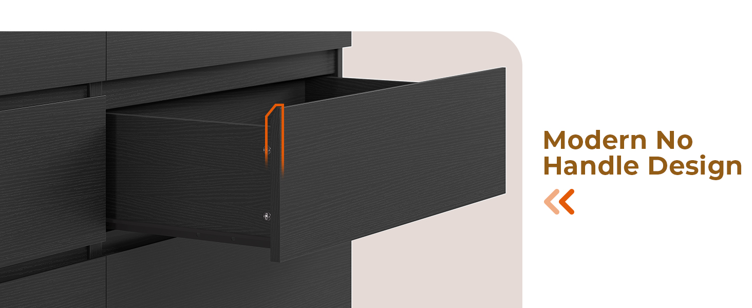 DICTAC Bedroom Dresser with 8 Drawers, Black Large Chest of