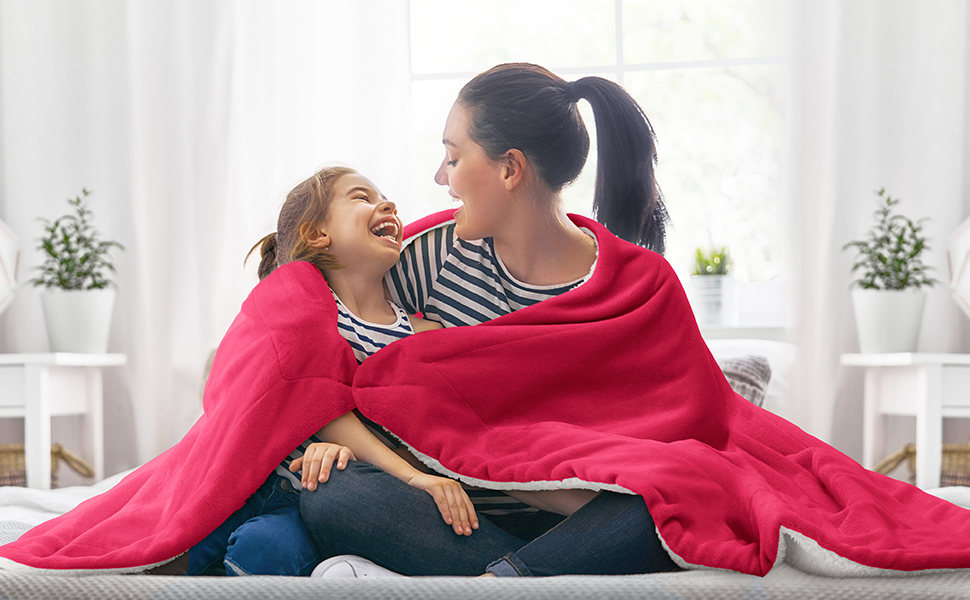 BEDELITE Sherpa Fleece Blanket Red Throw Blanket for Couch