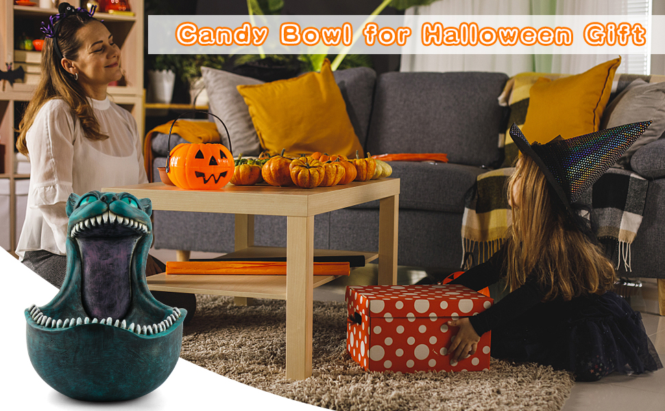 ehuoyan Halloween Candy Bowl Small Cheshire Cat Statue