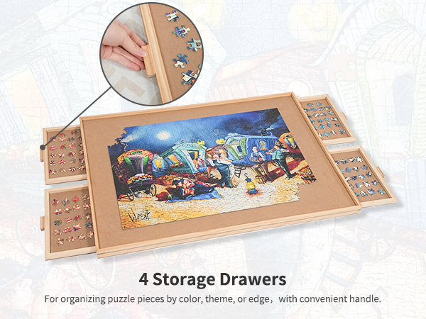 Amazon.com: 1500 Pieces Rotating Puzzle Board with 4 Drawers