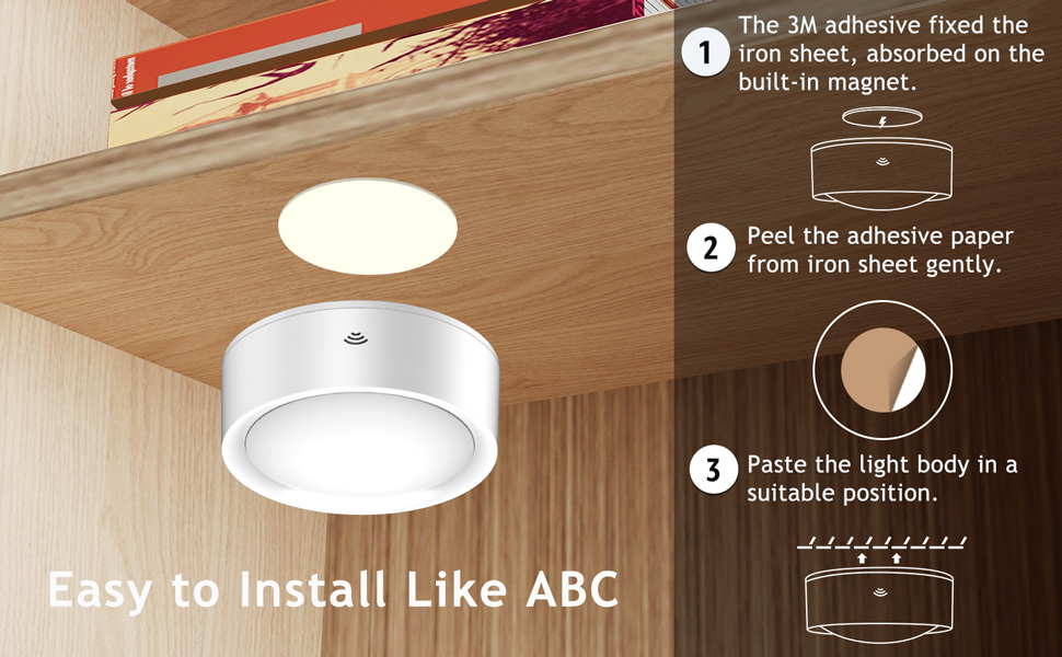 Rechargeable Puck Lights with Remote Control, 1000mAh Battery Powered