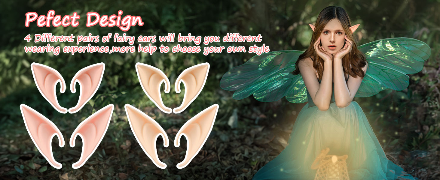ADELGO 4 Paare Elfenohren Set, Weiche Elfen Ohr Latex Ohren Spitzohren ...