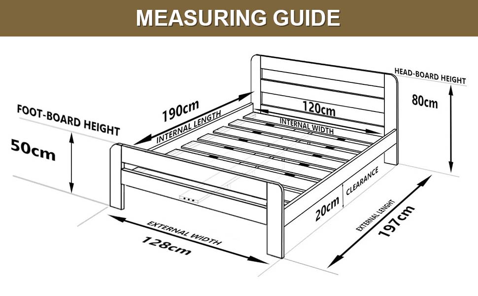 Nodax Small Double Bed Frames Solid Pine Wooden Bed Frame for Adults
