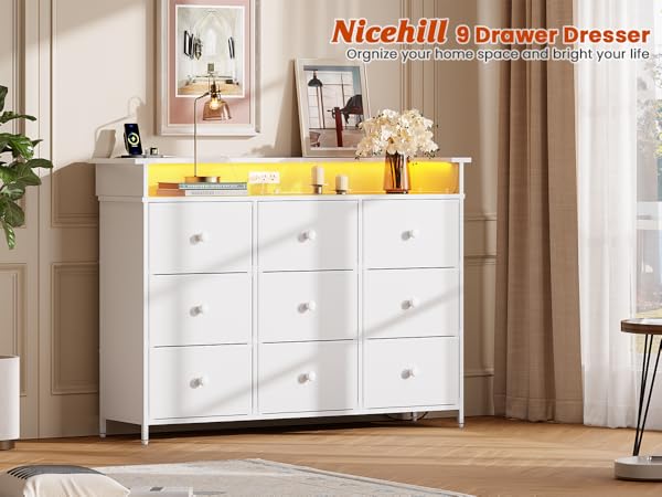 Amazon.com: Nicehill Dresser for Bedroom with 9 Drawer,White