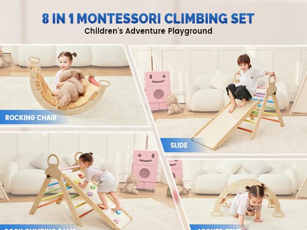 climbing toys for toddlers 1-3 inside, pikler triangle set, toddler climbing toys indoor, 