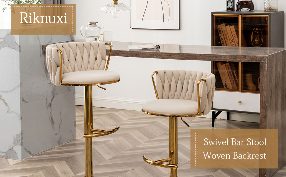 Riknuxi Woven Bar Stools Set of 4, Counter Height Bar