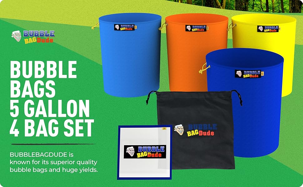 BUBBLEBAGDUDE Bubble Bags 5 Gallon 4 Hash Bag Set Herbal Ice Bubble