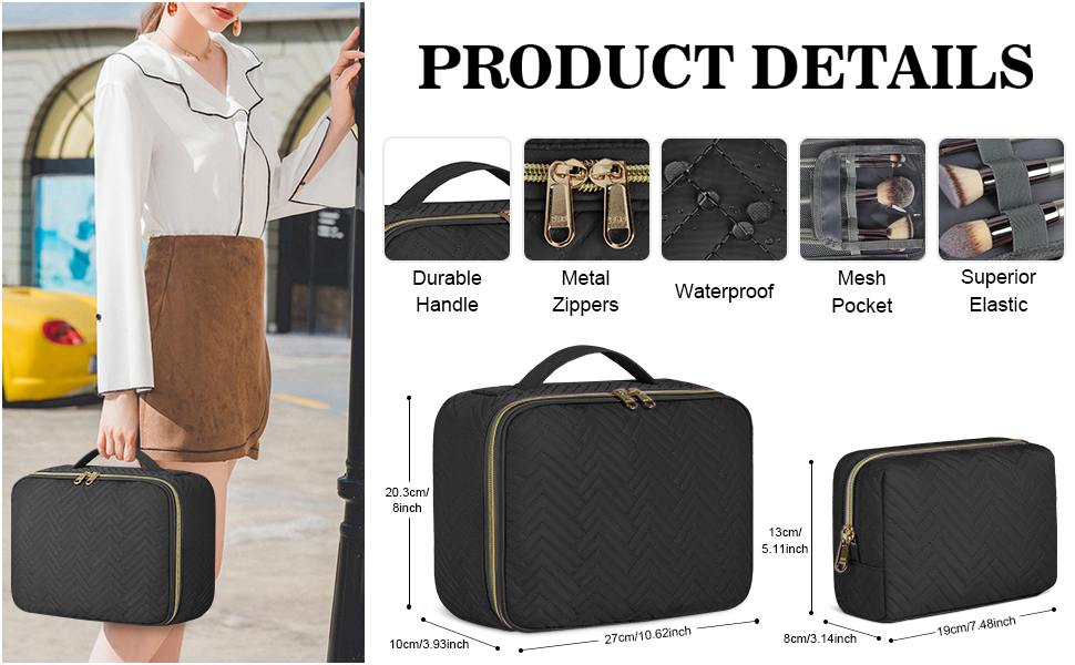 IGOLUMON Makeup Bag Make Up Bag for Women Portable Cosmetic Bag