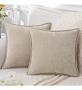 decorUhome Chenille Soft Throw Pillow Covers 18x18 Set of 2, Farmhouse Velvet Pillow Covers, Deco...