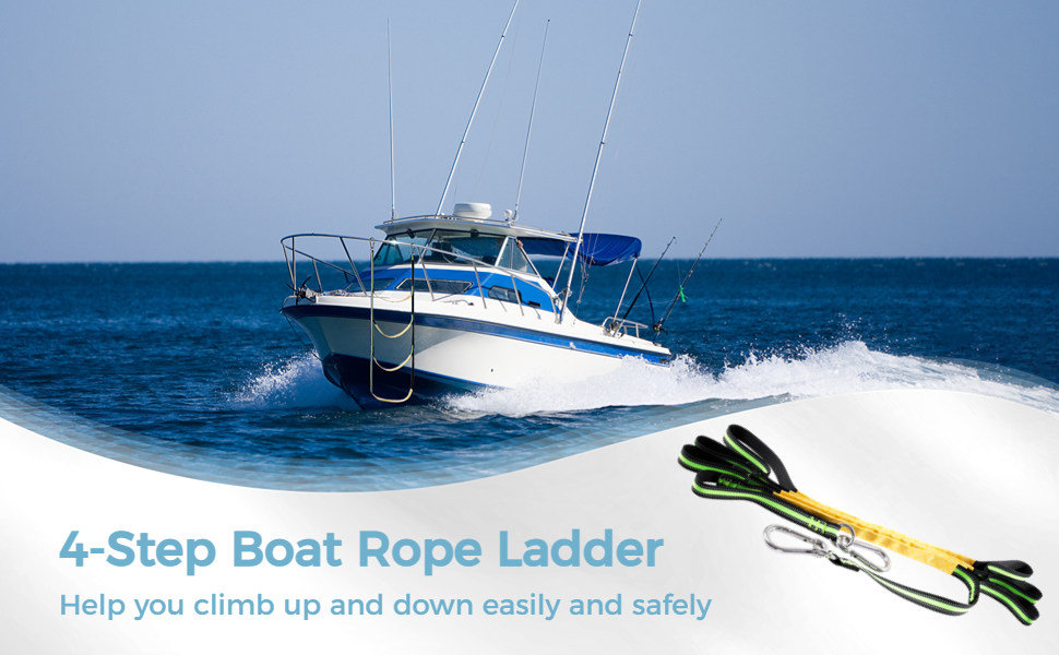 4Step Boat Rope Ladder, Portable Rope Boarding Ladder