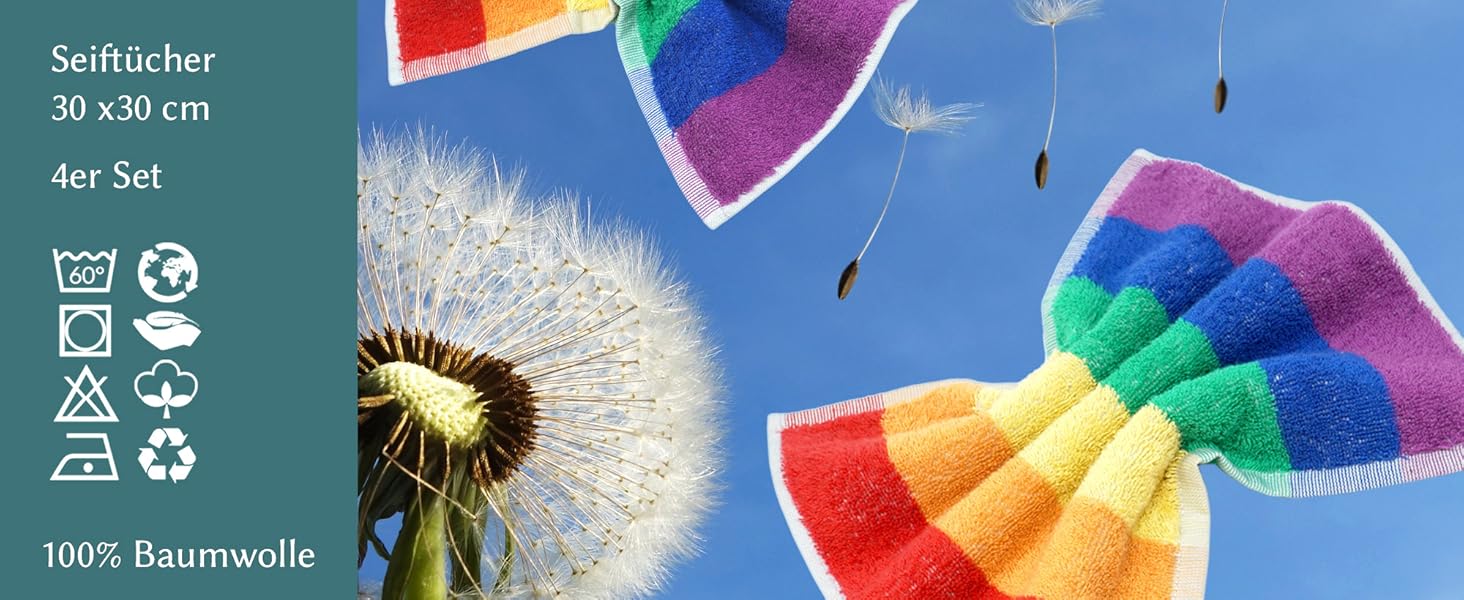 Regenbogen Frottee Seiftuch im 4er set