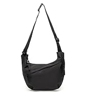 Black crossbody nylon shoulder bag with minimalist design and durable zippers