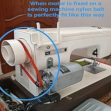 Nylon motor belt on compatible sewing machine.