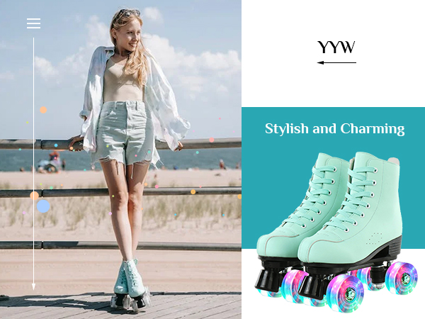 Amazon.com : YYW Roller Skates for Women Men, High Top PU